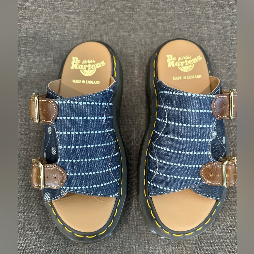 Dr. Martens Dayne Pinstripe Dot Slide Made in England. Brand new in box.